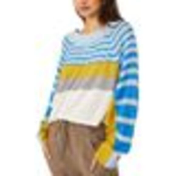 Free People Block Party Pullover Sweater In Sunny Skies Combo - XL - Picture 3 of 3